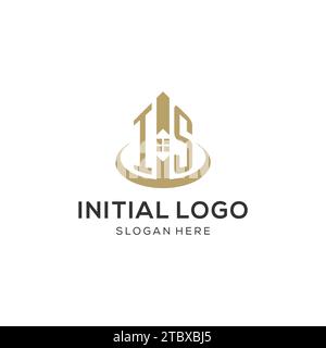 Initial È il logo con l'icona della casa creativa, grafica vettoriale del design del logo immobiliare moderno e professionale Illustrazione Vettoriale