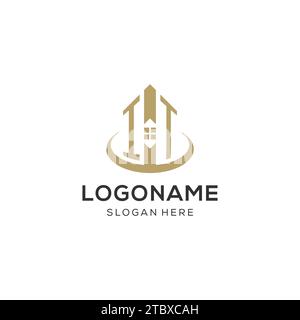 Logo IT iniziale con icona creativa della casa, grafica vettoriale di design moderno e professionale del logo immobiliare Illustrazione Vettoriale