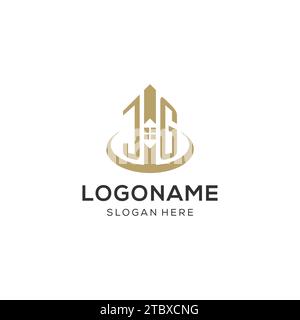 Logo JG iniziale con icona creativa della casa, grafica vettoriale di design moderno e professionale del logo immobiliare Illustrazione Vettoriale