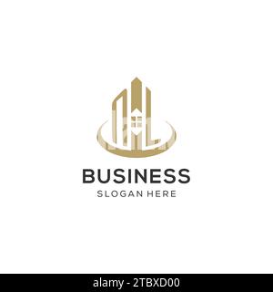 Logo NL iniziale con icona della casa creativa, grafica vettoriale del design del logo immobiliare moderno e professionale Illustrazione Vettoriale