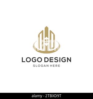 Iniziale SENZA logo con icona della casa creativa, grafica vettoriale di design moderno e professionale del logo immobiliare Illustrazione Vettoriale