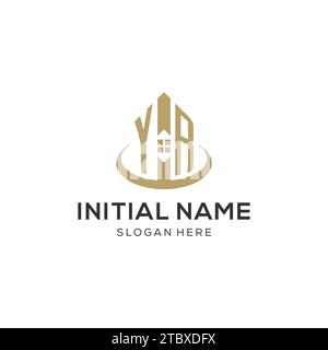 Logo YR iniziale con icona creativa della casa, grafica vettoriale di design moderno e professionale del logo immobiliare Illustrazione Vettoriale