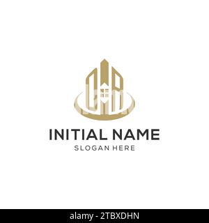 Iniziale O logo con icona della casa creativa, grafica vettoriale del design del logo immobiliare moderno e professionale Illustrazione Vettoriale