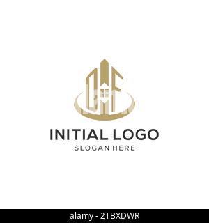 Iniziale DEL logo con icona della casa creativa, grafica vettoriale del design del logo immobiliare moderno e professionale Illustrazione Vettoriale