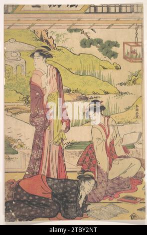 Three Women Enjoying Literary Pursuit 1929 di Katsukawa Shuncho Foto Stock