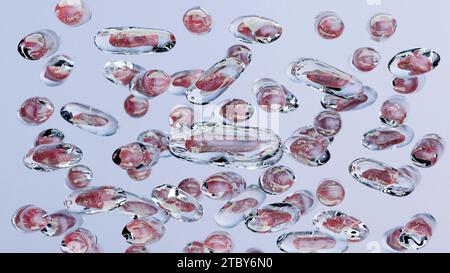 batteri. Microbioma intestinale, digestione intestinale e sistema immunitario. I probiotici sono batteri benefici usati per aiutare la crescita di flora intestinale sana, Foto Stock