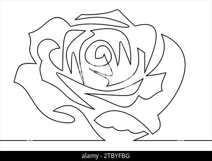 Rose One line art. Icona Flower.symbol per la progettazione di siti Web Illustrazione Vettoriale