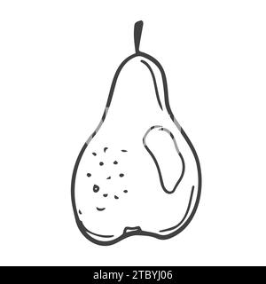 Disegno a linea continua PEAR Fruit, disegno lineare minimalistico vettoriale bianco e nero in un'unica linea Illustrazione Vettoriale