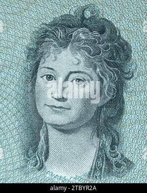Ritratto dell'Engelik Charlotte Ryberg su una banconota danese di 50 DKK Foto Stock