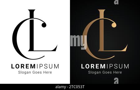Design con logo monogramma Luxury Initial CL o LC Text Letter Illustrazione Vettoriale