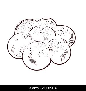 pane e ciambelle, pane lungo e torta di frutta. panini dolci o croissant, bagel e toast. inciso disegnato a mano in vecchio disegno e stile vintage per la Illustrazione Vettoriale