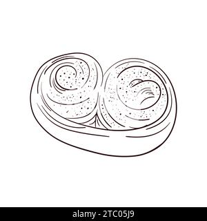 pane e ciambelle, pane lungo e torta di frutta. panini dolci o croissant, bagel e toast. inciso disegnato a mano in vecchio disegno e stile vintage per la Illustrazione Vettoriale