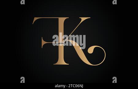 Design del logo con monogramma di lusso iniziale FK o KF Text Letter Illustrazione Vettoriale