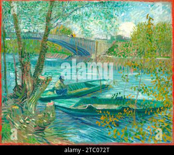 Pesca in primavera, il Pont de Clichy (Asnières) di Vincent Van Gogh 1887 Foto Stock