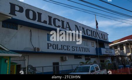 Policia Nacional, stazione di polizia nazionale a Bocas del Toro, Panama Foto Stock