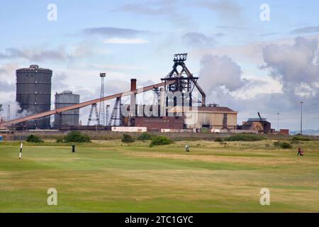 la vecchia fabbrica di acciaio corus a redcar prima di essere demolita nel 2015 cleveland nel nord dello yorkshire Foto Stock