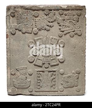 Pietra d'incoronazione di Motecuhzoma II (pietra dei cinque soli) azteca (Mexica) da Tenochtitlan, Messico 1503 Foto Stock