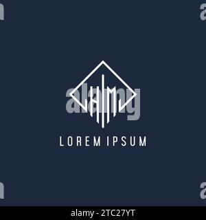 Logo iniziale HM con elegante design rettangolare grafica vettoriale Illustrazione Vettoriale