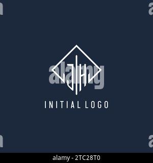 Logo iniziale JH con elegante grafica vettoriale dal design rettangolare Illustrazione Vettoriale