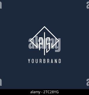 Logo iniziale PS con elegante grafica vettoriale dal design rettangolare Illustrazione Vettoriale