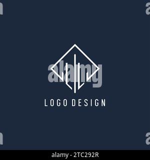 LL logo iniziale con elegante grafica vettoriale con design rettangolare Illustrazione Vettoriale