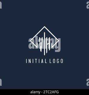 Logo VH iniziale con grafica vettoriale di lusso dal design rettangolare Illustrazione Vettoriale