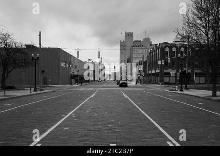 Saginaw Street nel centro di Flint, Michigan Foto Stock
