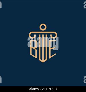 ESSERE iniziali per il logo dello studio legale, il logo dell'avvocato con l'icona del pilastro Illustrazione Vettoriale