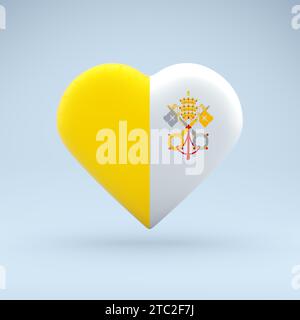 Simbolo di stato della città del Vaticano su badge lucido. Icona a forma di cuore con l'immagine della bandiera nazionale della città del Vaticano come simbolo di orgoglio Foto Stock