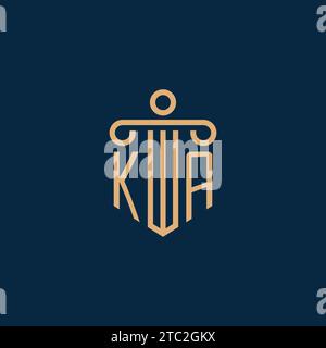 KA iniziale per il logo dello studio legale, logo dell'avvocato con icona pilastro Illustrazione Vettoriale