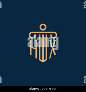 Iniziale HX per il logo dello studio legale, logo dell'avvocato con icona a colonna Illustrazione Vettoriale