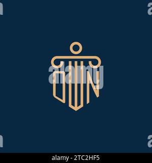SULL'iniziale per il logo dello studio legale, il logo dell'avvocato con l'icona del pilastro Illustrazione Vettoriale