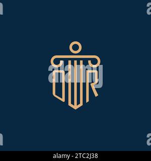 O iniziale per il logo dello studio legale, il logo dell'avvocato con l'icona pilastro Illustrazione Vettoriale