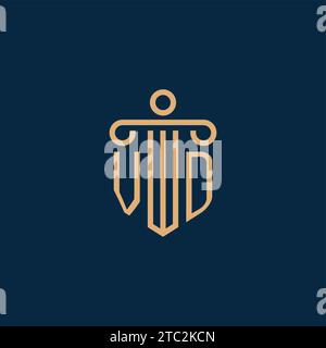 VD iniziale per il logo dello studio legale, logo dell'avvocato con icona pilastro Illustrazione Vettoriale