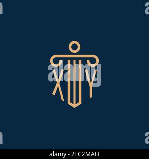 XY iniziale per il logo dello studio legale, logo dell'avvocato con icona a colonna Illustrazione Vettoriale