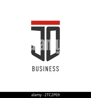 Logo JO Initial Esport con grafica vettoriale semplice in stile scudo Illustrazione Vettoriale