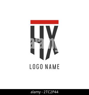 Logo HX Initial Esport con grafica vettoriale semplice in stile scudo Illustrazione Vettoriale