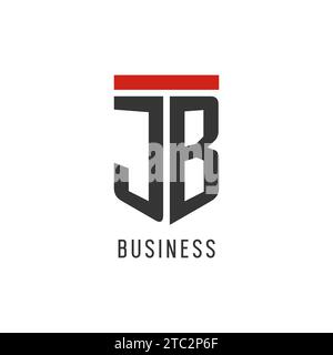 Logo JB Initial Esport con grafica vettoriale dal design semplice dello scudo Illustrazione Vettoriale