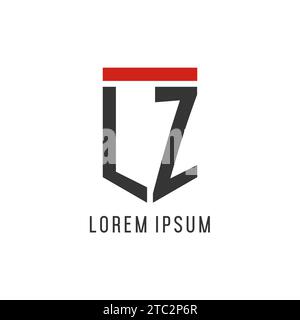 Logo LZ Initial Esport con grafica vettoriale semplice in stile scudo Illustrazione Vettoriale
