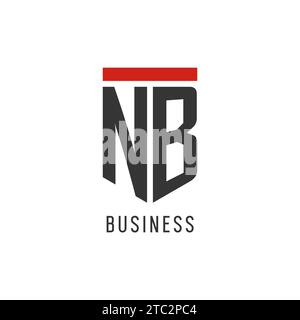 NB logo iniziale esport con grafica vettoriale semplice in stile scudo Illustrazione Vettoriale