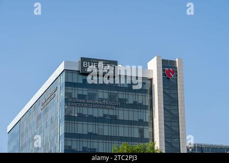 L'edificio del Fred and Pamela Buffett Cancer Center di Omaha, Nebraska, Stati Uniti Foto Stock