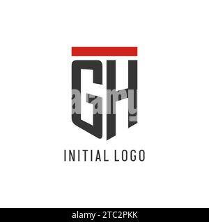 Logo GH iniziale esport con grafica vettoriale semplice in stile scudo Illustrazione Vettoriale