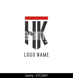 Logo HK Initial Esport con grafica vettoriale semplice in stile scudo Illustrazione Vettoriale