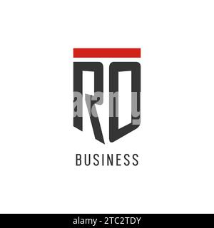 Logo di esport iniziale RO con grafica vettoriale semplice in stile scudo Illustrazione Vettoriale