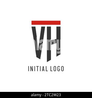 Logo VH iniziale esport con grafica vettoriale semplice in stile scudo Illustrazione Vettoriale