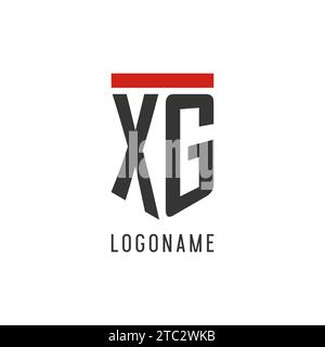 Logo XG iniziale esport con grafica vettoriale semplice in stile scudo Illustrazione Vettoriale