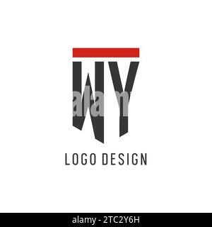 Logo WY iniziale esport con grafica vettoriale semplice in stile scudo Illustrazione Vettoriale