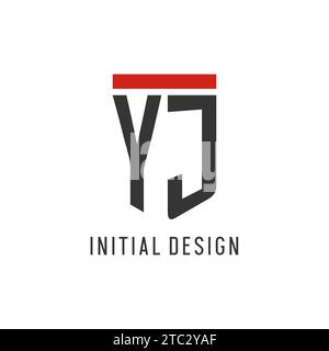 Logo YJ Initial Esport con grafica vettoriale semplice in stile scudo Illustrazione Vettoriale