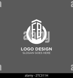 Logo iniziale con linea rotonda circolare FB, logo aziendale astratto idee di design grafica vettoriale Illustrazione Vettoriale