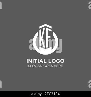 Logo iniziale con linea rotonda circolare KF, logo aziendale astratto idee di design grafica vettoriale Illustrazione Vettoriale